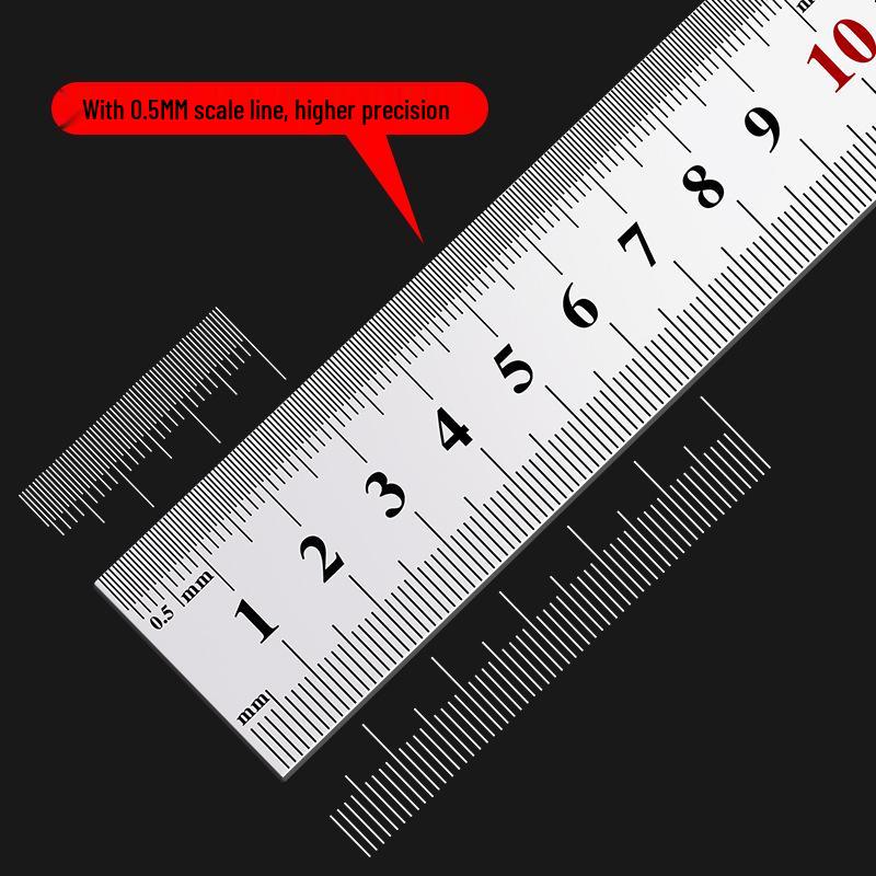 Hochpräziser Edelstahl-Lineal - Längen 15cm/30cm/50cm, Verdicktes Eisen, 1 Meter lang.