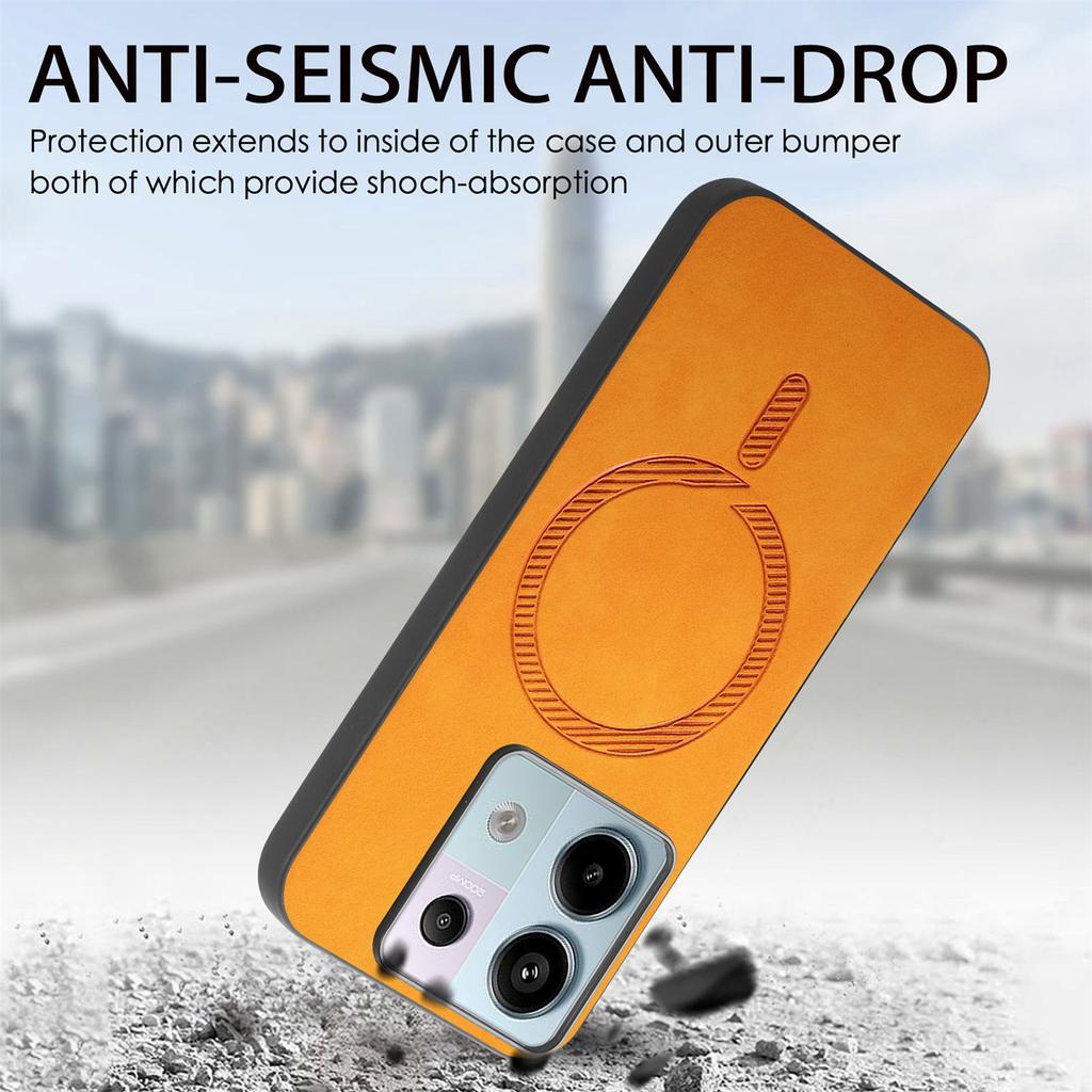 B1 For Xiaomi Poco X6 5G/Redmi Note 13 Pro 5G Leather Back Case Compatible with MagSafe Skin-Touch Phone Cover