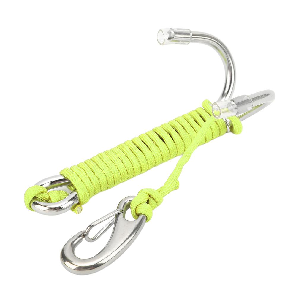 Diving Hooks Stainless Steel Double Reef Hook with Spiral Coil Lanyard for Underwater Activities