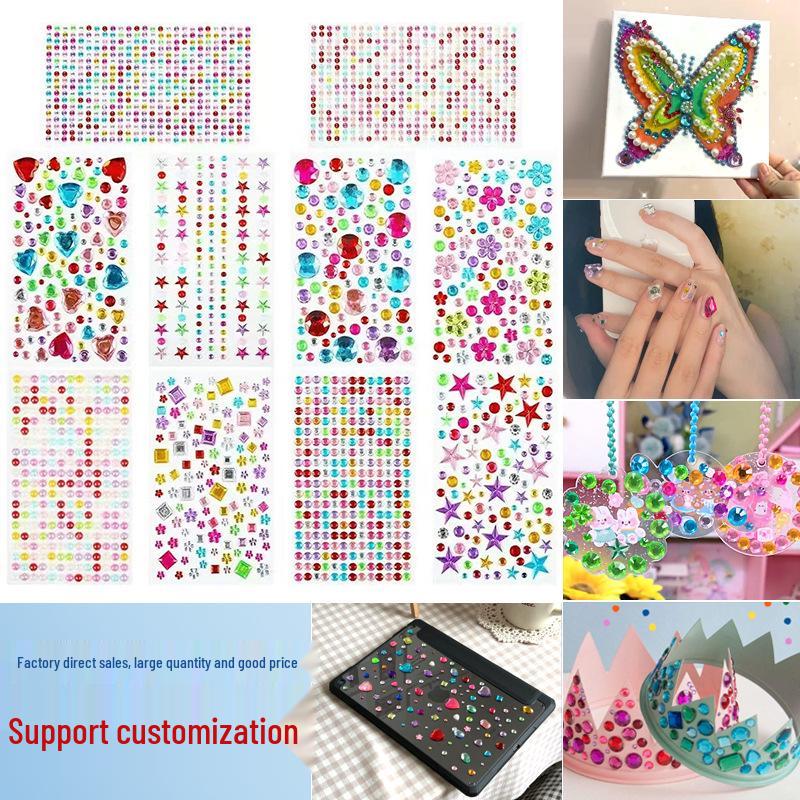 Creative DIY Gem Stickers for Kids - Colorful & Transparent Acrylic Diamonds and Pearls XZ-310