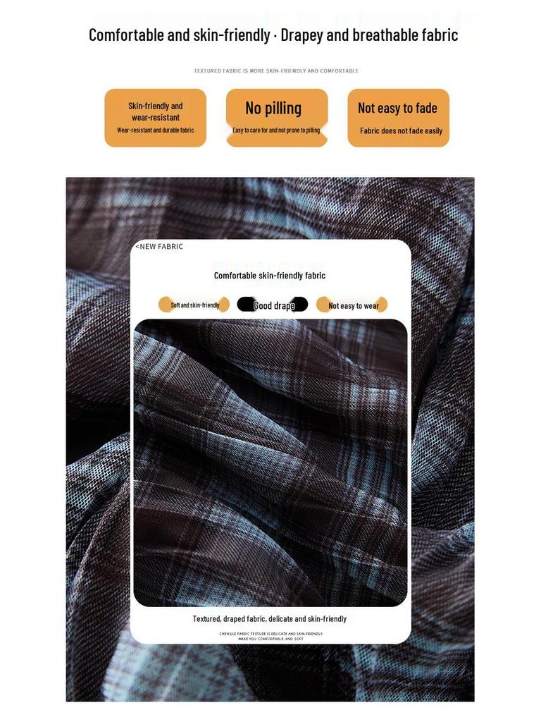 Women's Retro Plaid A-line Skirt: 2026 Spring Mid-length, Irregular Hem