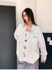 Unisex Retro Striped Long-Sleeve Embroidered Shirt: Versatile Casual Wear for Spring & Autumn