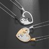Unique Matching Kitten Necklace Titanium Steel Couple Jewelry with Secure Clasp 3.2cm Pendant Size for Daily Wear Gifting