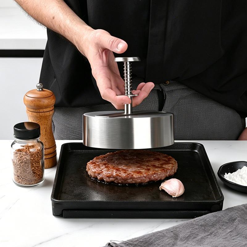 Durable Stainless Steel Burger Press Non Stick Round Hamburger Patty Maker Kitchen Tool 8-14 Cm Patty Making Mold Restaurant