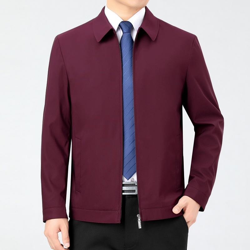 Business Casual Lapel Jacket, Middle-aged Men's Thin Coat, Daddy Attire, Cadre Spring and Autumn Administrative Iron-free Jacket