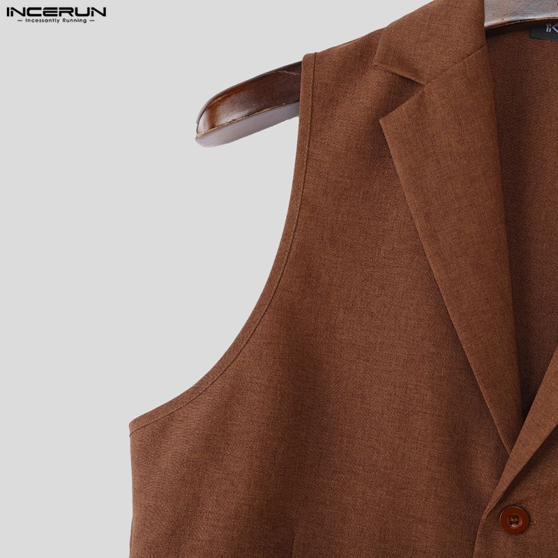 INCERUN Two-piece Suits Men Sleeveless Thin Waistcoat and Cropped Pants Sets