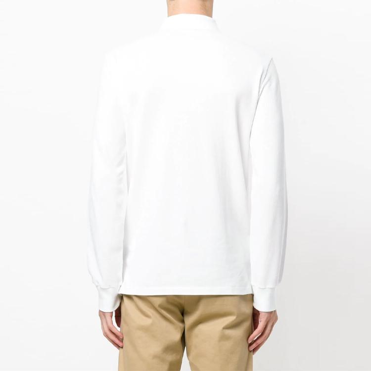 Polo Ralph Lauren Logo Embroidered Solid Color Simple Long Sleeve Polo Shirt Men tops White 710681126-001