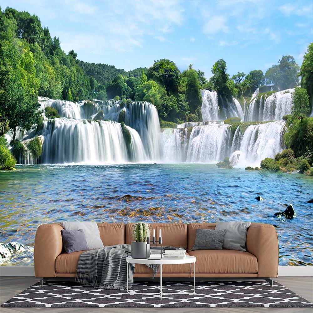 

Waterfall Wall Mural Flowing Water Large Wallpaper Modern 3d Landscape Mural Living Room Background Decor Wallpaper 200 cm(W) x 140 cm(H)