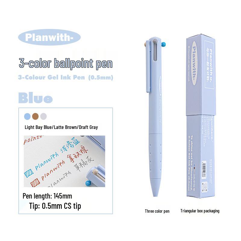 Planen mit Tricolor Druckknopf 0,5mm Stift: Schnelltrocknendes, hochwertiges, mehrfarbiges schwarzes Schreibwarenwerkzeug