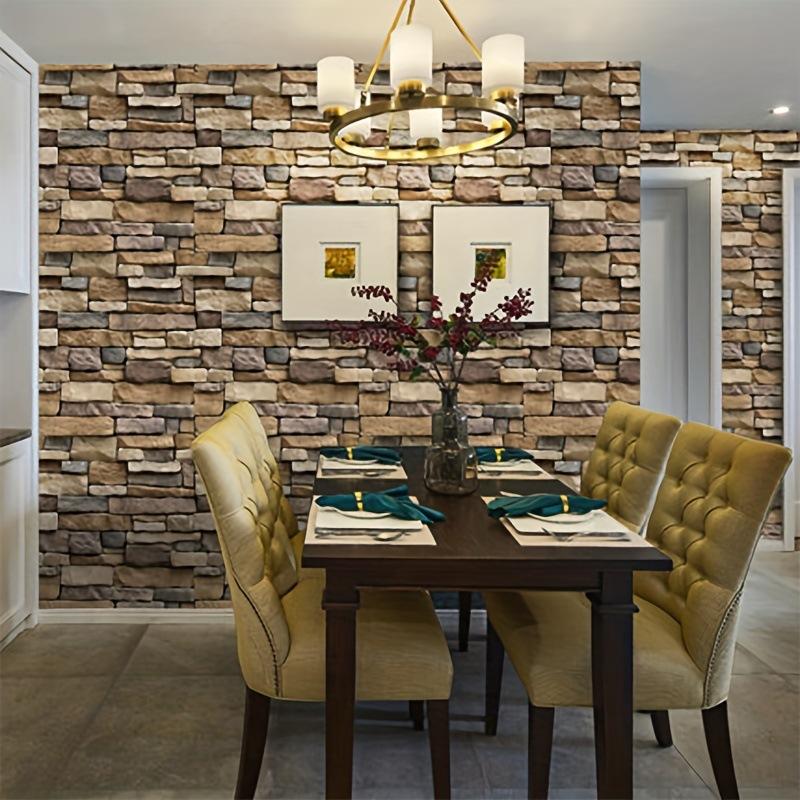 Stone Peel and Stick Wallpaper,Removable Contact Paper,Self Adhesive Paper,3D Faux Textured Stone Wall Look,Rustic Brick Papers