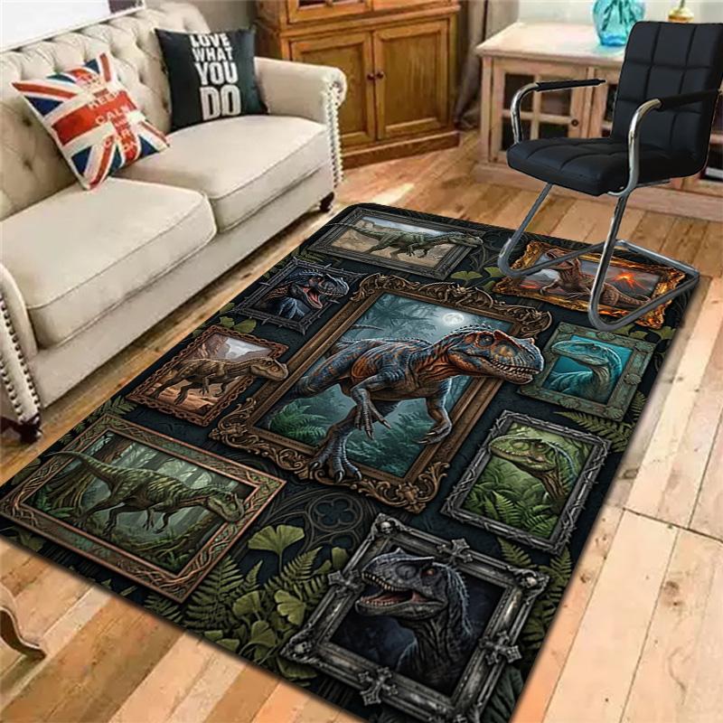 Dinosaur Collection Pattern Rug Floor Mat for Living Room or Bedroom Soft and Comfortable Carpet a Gift for Birthday and Holiday.
