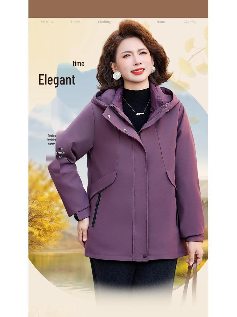 New Style Mom's Winter Detachable Cotton Jacket for Middle-Aged & Elderly Women - Thick Anti-Cold Parka Coat