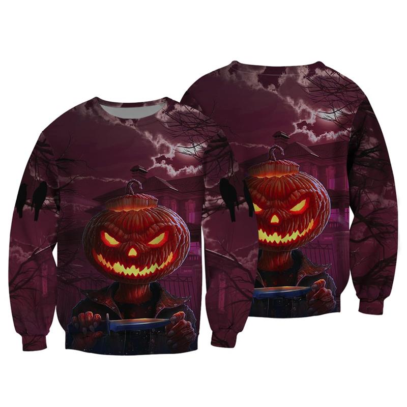 Horror 3D Print Sweatshirts Halloween Harajuku Men Pullover Sweater Long Sleeve Crewneck Streetwear Hoody Clothing Fun Kids Tops