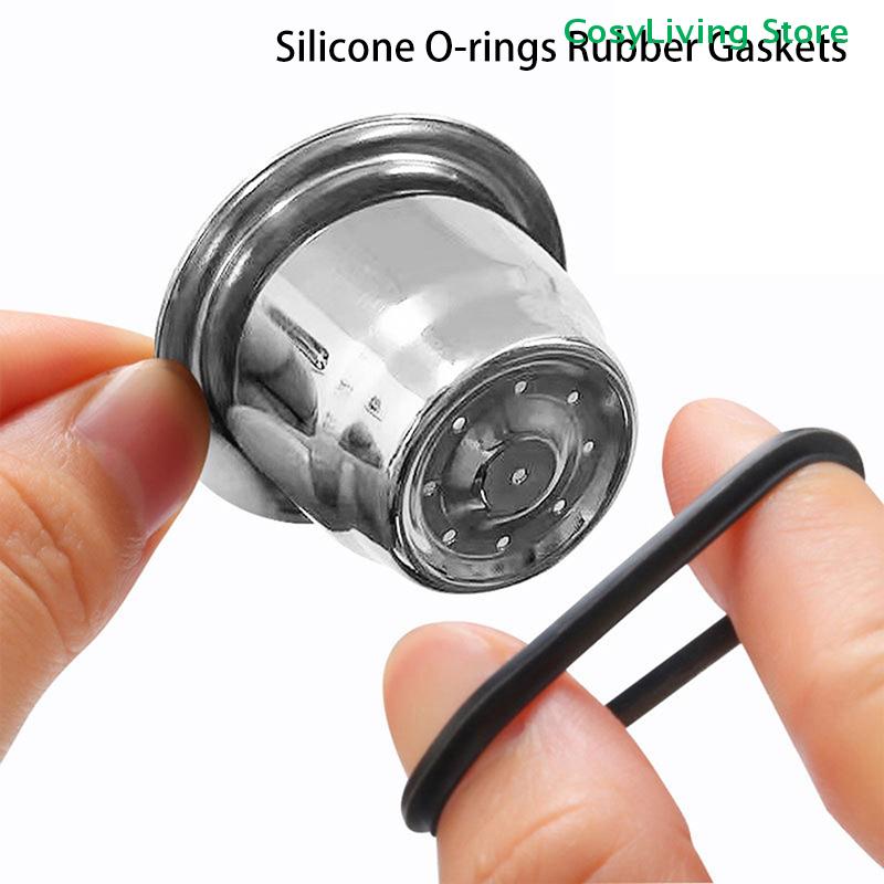 10Pcs Black Soft Silicone O-rings Gaskets Rubber Food Grade For Nespresso Stainless Steel Coffee Refillable Capsules Body Cup
