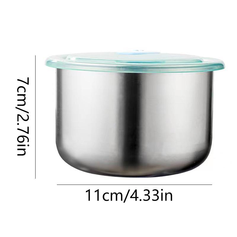 Nerezový Crisper Box Nádoba na potraviny Servírovací podnos Kulatá mísa s víkem Domácí kuchyňský organizér Nerezavějící Nádoba na potraviny