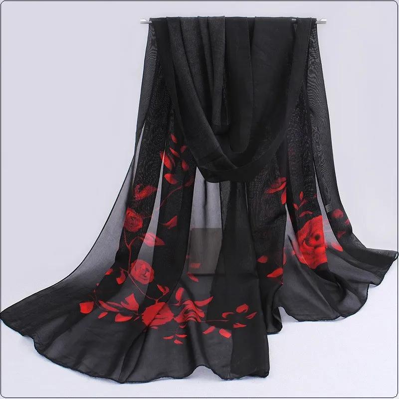 Spring And Summer Women Scarf New Pashmina Shawl Printed Cape Silk Chiffon Polyester Tippet Muffler 60*160Cm