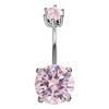 WMPR007 Runder Zirkon Bauchnabelpiercing 925 Sterling Silber Bauchnabelring für Damen Körperschmuck Luxuriöser Hochzeits-Bauchnabelring