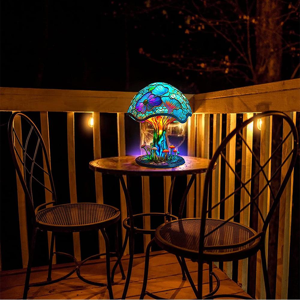 Painting Glass Mushroom Table Lamp for Bedroom Living Room Home Office Decor