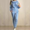 Set di pantaloni da jogging da donna da 2 pezzi, tute tinta unita, felpe con cappuccio foderate in pile