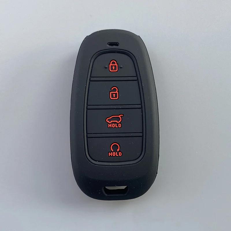 Silicone Car Key Case Cover for Hyundai Santa Fe Sonata Hybrid NEXO Tucson NX4 Solaris New Grand Car Key Chain Shell Accessories