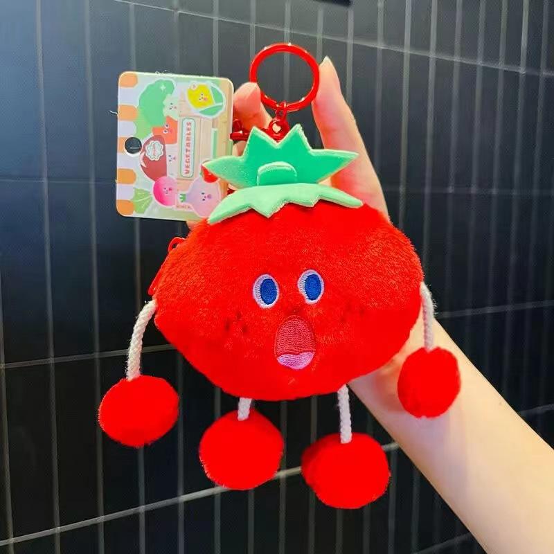 

Plush Soft Vegetable Doll With Storage Pouch And Decorative For Childrens Gift Cherry Red