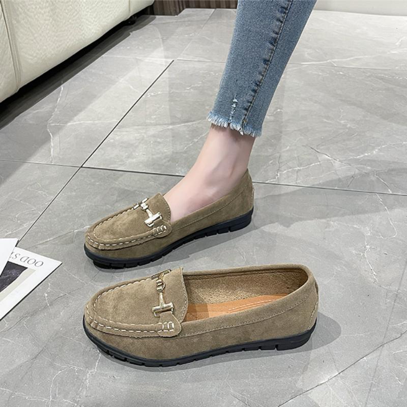 Дизайнерские женские рабочие туфли на плоской подошве с металлической пряжкой — фото 6