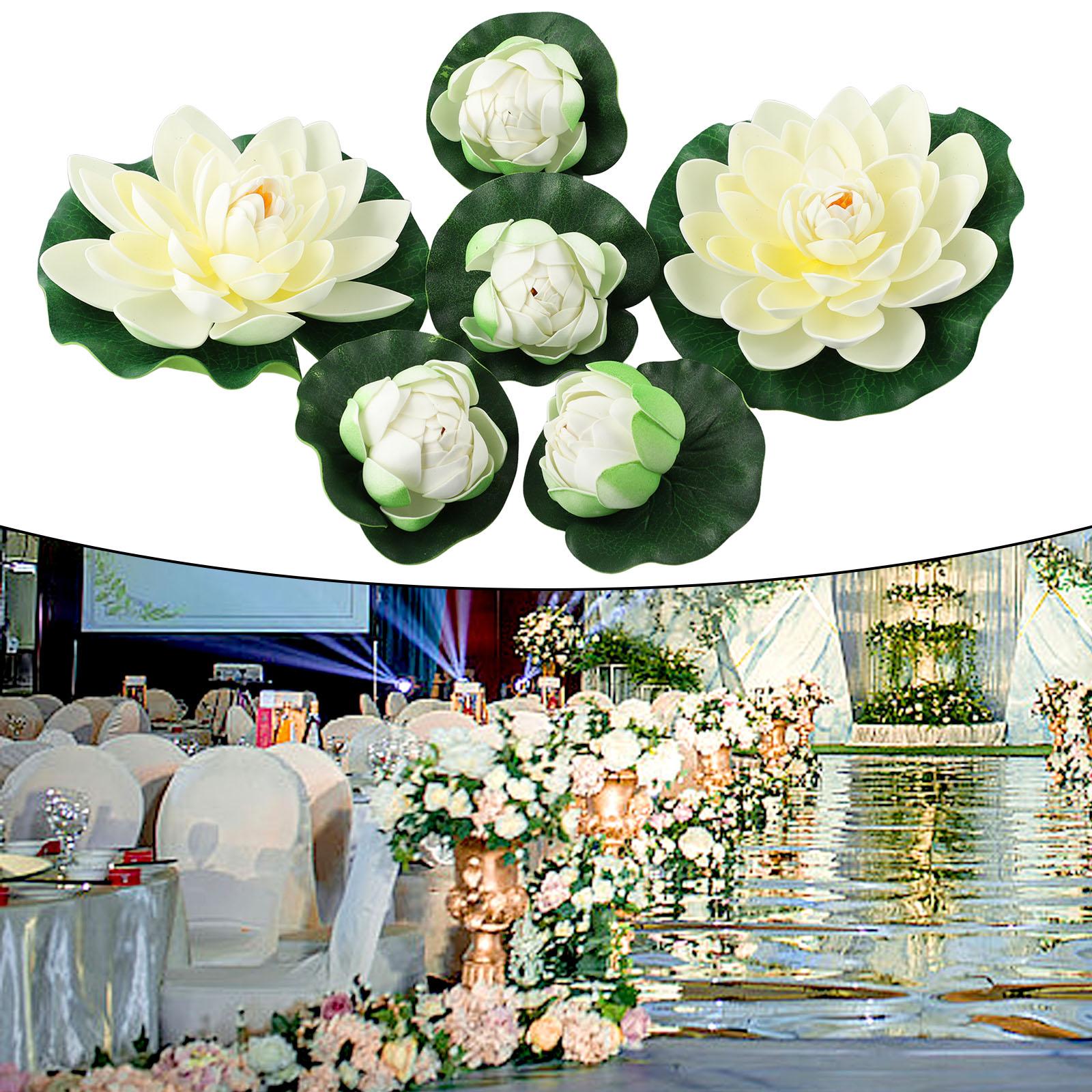 Artificial Lotus Floating Plants Water Lily Flower Leaf Pond Decor Fake
