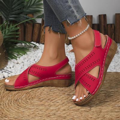 Σανδάλια με κεκλιμένο τακούνι, χοντρή σόλα, φαρδιά, ελαφριά, μαλακή σόλα και βέλκρο