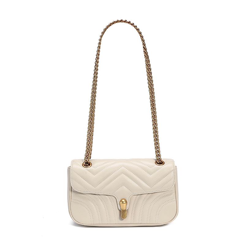 Genuine Leather Bag Crossbody for Women  Versatile Autumn and Winter New High-value Chain Bag for Women Niche Light Luxury Shoulder Bag