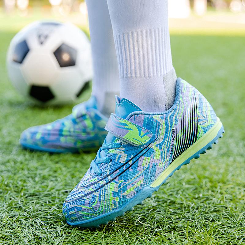 

Buckle magic buckle free lace-up children s football shoes rubber broken nails training sole sneakers tf youth children students 29