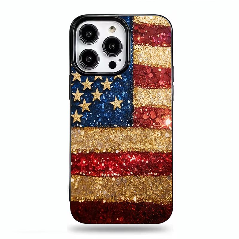 

Luxury USA American Flag Phone Case for iPhone 17 16 15 Pro Max 14 Plus 13 12 Pro 11 MAX Plus Cool Creative Silicone Black Cover iPhone 15