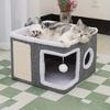 4-Season Multi-Level Cat House Foldable Scratching Board & Non-Slip Bed Cats Base Big Capacity Pet Bed Cat Cave Cat Accessories