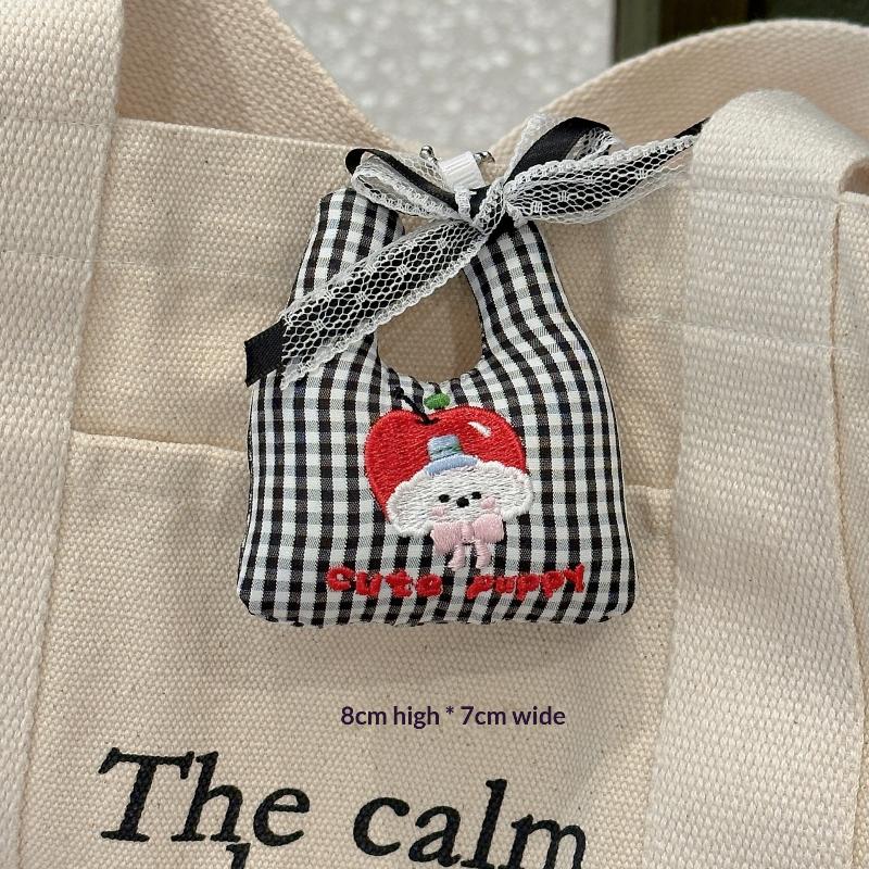 Cute Mini Vegetable Shopping Bag-Shaped Keychain With Cartoon Embroidery For Backpack Decoration And Daily Use