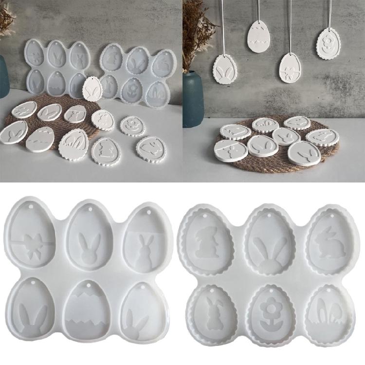 Easy Release Silicone Mold for Rabbit Eggs Pendant Handmade Easter Keychain Accessories Mould Handmade Craft Supplies