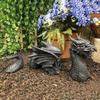 Solar Powered Outdoor Garden Dragon Statue Lovely Meditation Resin Crafts Home and Garden Decoration Sculpture