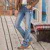 Women's High Waist Flare Jeans Vintage Embroidered Bootcut Denim Pants Retro Casual Slim Fit Long Trousers