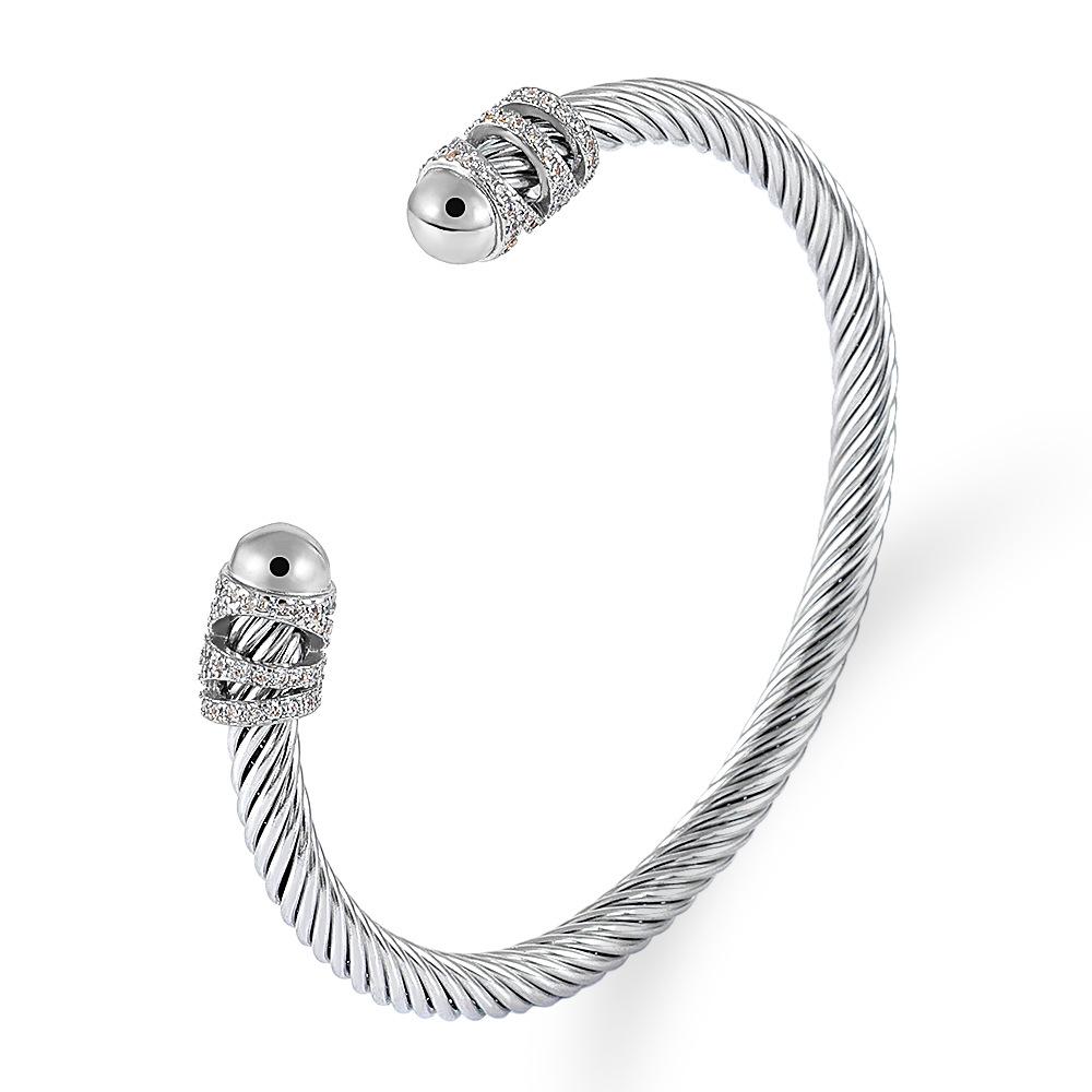 European and American Twisted Wire Gold Opening Bracelet, Brick Bracelet, Cable Wire Rope Bracelet 2026