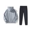 Li-Ning American Vintage Knight Pattern Straight Leg Casual Pants And Hoodie Set Men Pants And Hoodie Set Light-Gray Black YWDT227-2+YKLT225-1