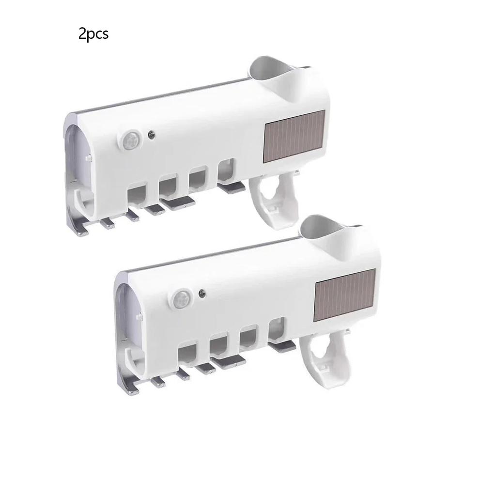 1pc/2pcs  Smart UV Toothbrush Sanitizer with Automatic Toothpaste Dispenser, Wall-Mounted UV Toothbrush Sterilizer