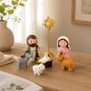 Holy Family Nativity Scene Figurine Set for Christmas Decors, Resin Cartoon Manger Scene Animals for Small Tabletop Space, Shelves, Mantels, Cabinets,