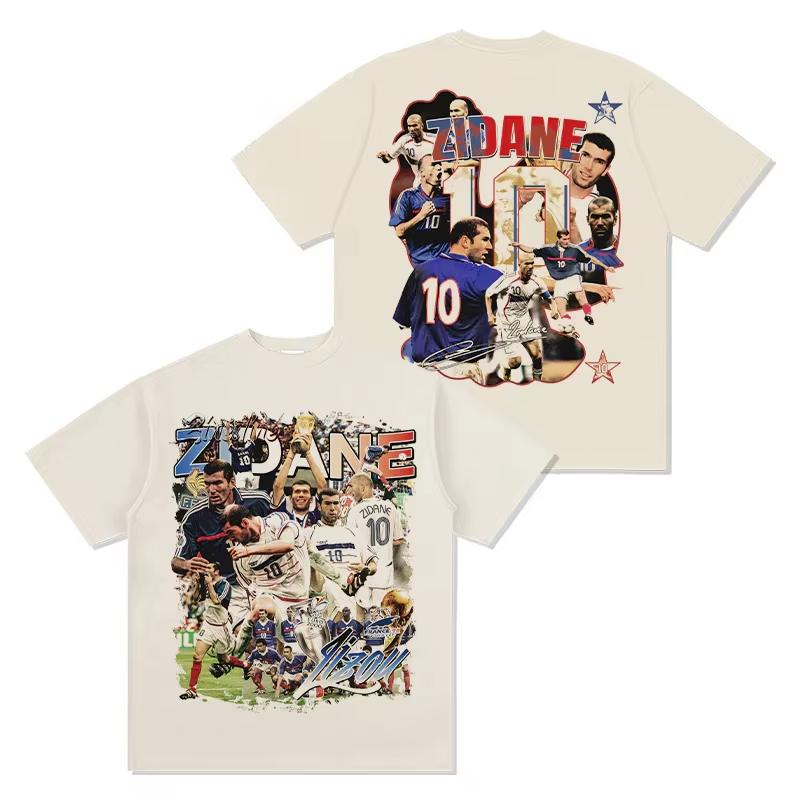 Zidane Unisexs Unisexs Tshirt Football France Jersey 1998 Champion Commemorative Shirt Summer Unisex Oversized Short Sleeve Tees L