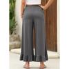 Summer New Loose Casual Thin Home Pants Women's Nine Points Pants Can Wear outside Lotus Leaf Edge Pants Comfortable Home Clothes