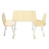 Kids Table and 2 Chairs Set, Toddler Table and Chair Set with Rounded Edge Design & Graffiti Desktop, Wooden Desk for Art, Craft, Reading, Learning,