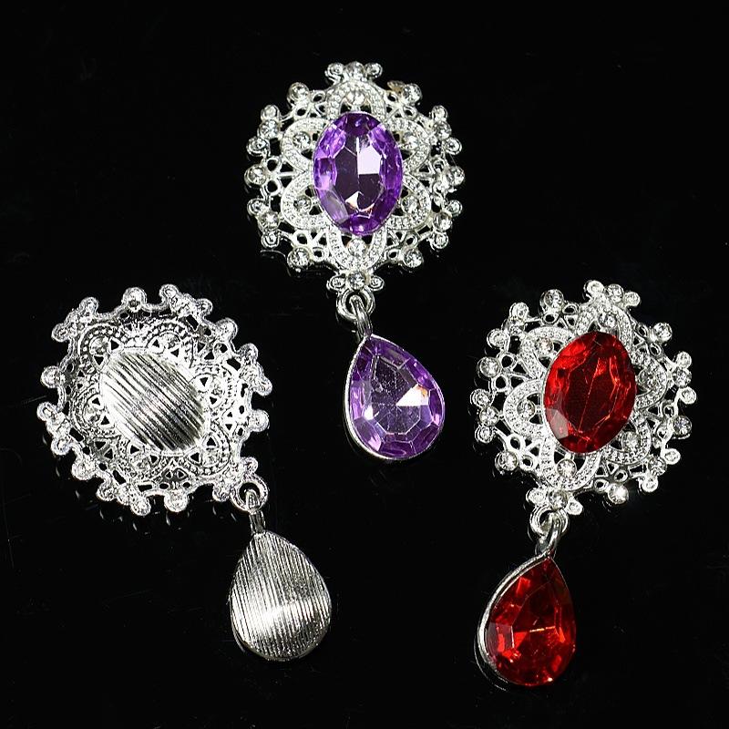 10PCS Metal Fashion DIY Jewelry Accessories Flower Plate Diamond Buckle Water Drop Gem Pendant Alloy Accessories Hair Accessories Headgear Material