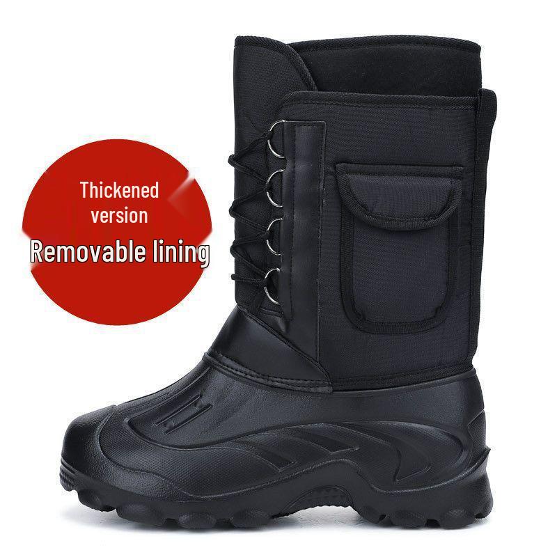 Men's Waterproof Thick-Soled Winter Snow Boots - Warm Cotton Shoes for Outdoor Activities and Ice Fishing