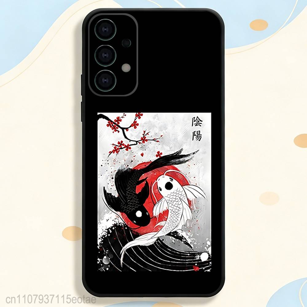 Koi Carp YIN YANG Phone Case for Samsung S series s21 s22 s23 s24 s25 S26 FE Plus Ultra TPU Soft to Skin-friendly case