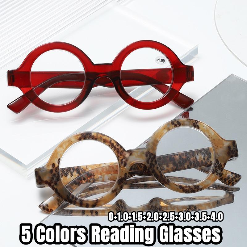 Women New Stylish Reading Glasses Trendy Round Blue Light Blocking Presbyopia Unisex HD Lens Vintage Casual Far Sight Eyewear