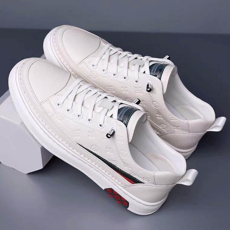 New Trendy Little White Shoes Board Shoes Invisible Height Increase Men's Shoes Casual Shoes Leather Shoes Soft Sole Soft Surface