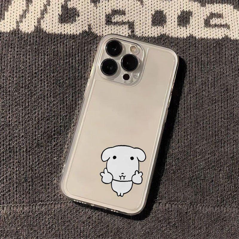 Korean Ins Cute Puppy Cat Transparent Phone Case For IPhone 17 17E 16E 15 Pro Max 12 14 11 16 13 Protective Shell Coque Cover