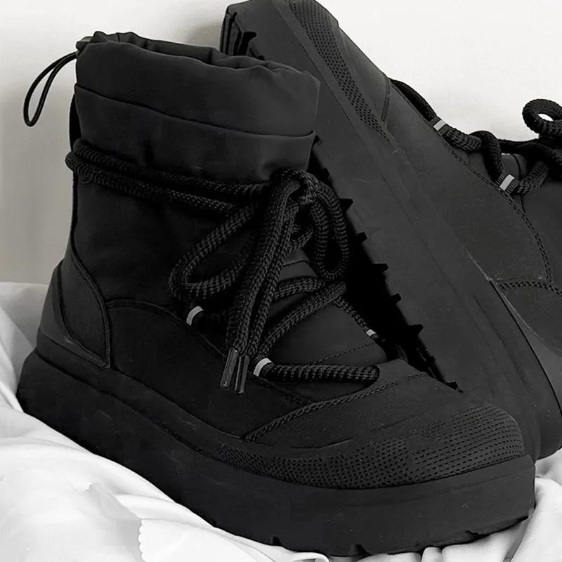 Winter Kurz Einfarbig Herren Plüsch High Top Dickbesohlte Schneestiefel Mode Vielseitig Warm Weich Bequem Haarige Baumwollstiefel